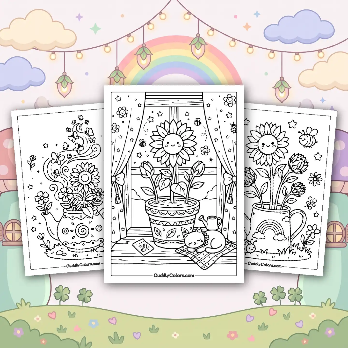 Cozy Sunflower Coloring Pages – Free Printable